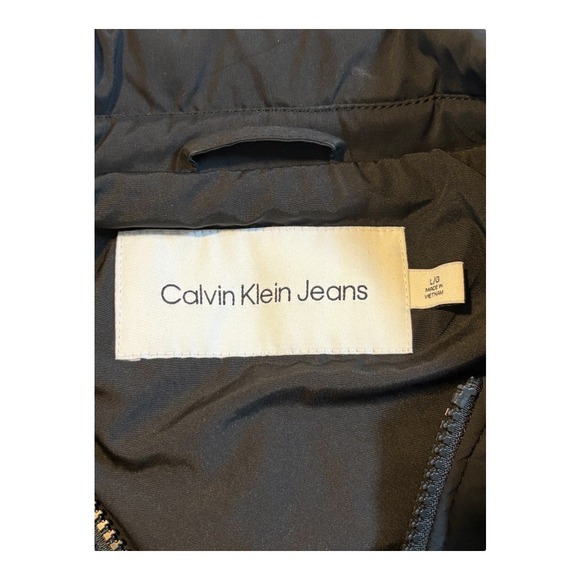 Calvin Klein Jeans Quilted Jacket Snap Pockets Black Men Size Large - Picture 6 of 8